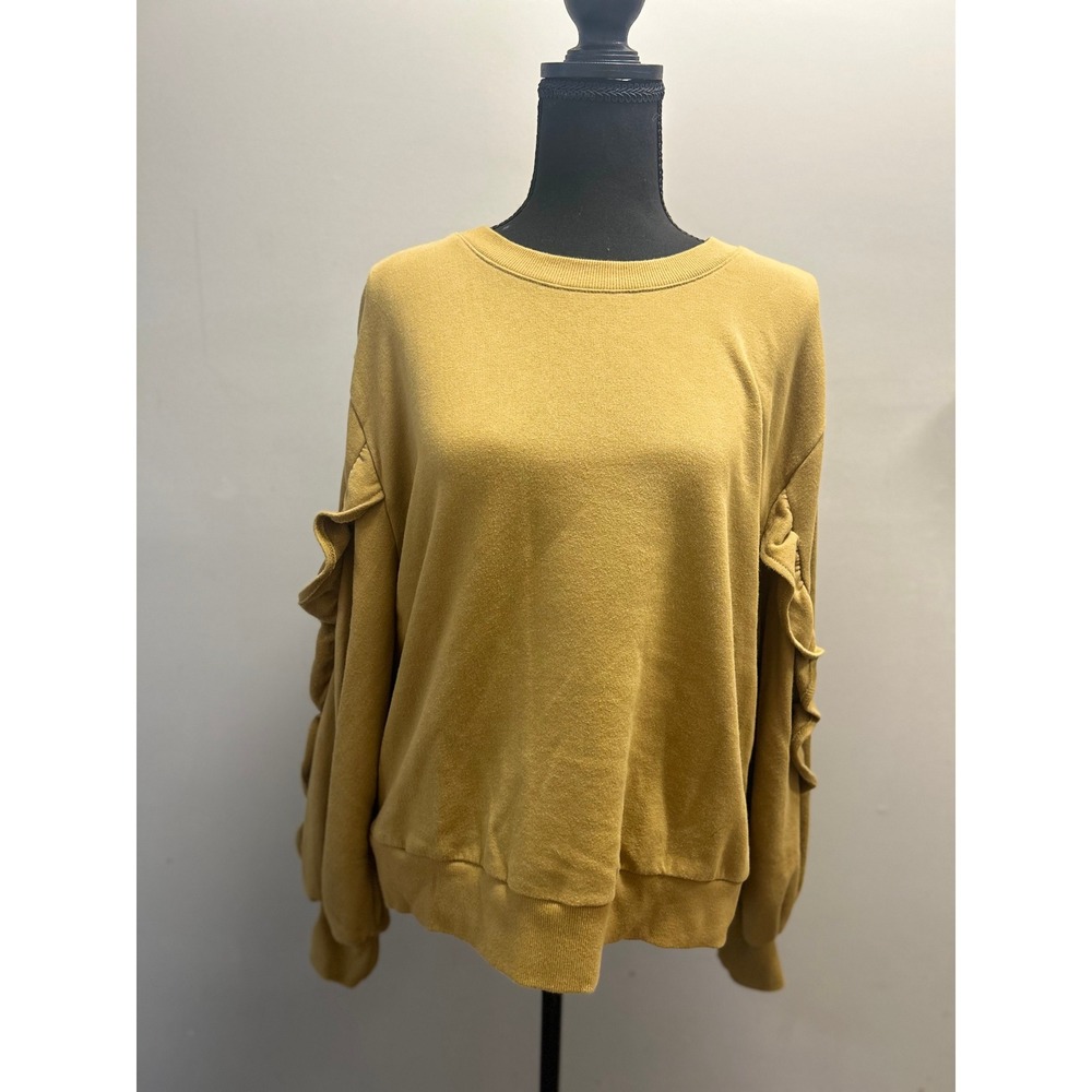 Ruffle Sleeve Sweatshirt Pullover Casual Comfy Everyday Wear